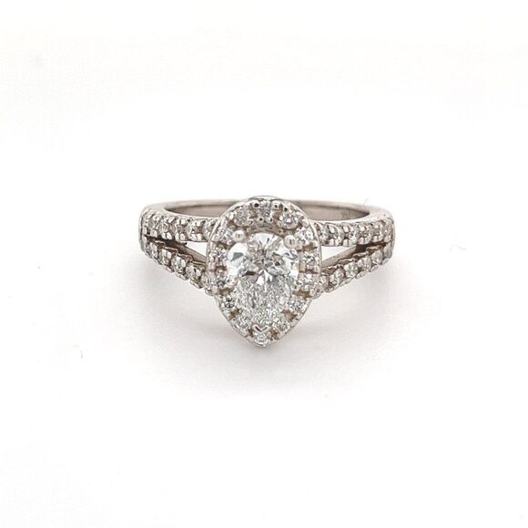 Pear Shape Diamond Engagement Ring 14k Gold 0.81 TCW Certified $5,490 121439 - Picture 1 of 14